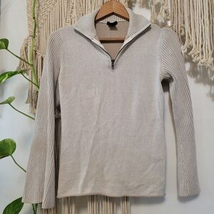 Calvin Klein Jeans 100% Cotton Ribbed Quarter Zip Sweater Medium Beige Cream